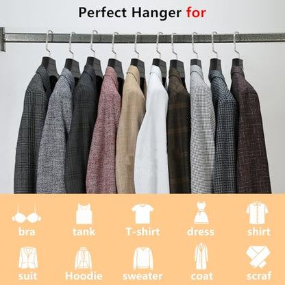 DEDU Suit Hangers for Men 6 Pack, Black Coat Hangers No Shoulder Bump Non Slip Width 17.7", Plastic with Metal Hook - color: Black-6