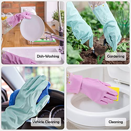 KAQ Reusable Rubber Cleaning Gloves for Dishwashing: 3 Pairs Latex Free Household Kitchen Gloves for Washing Dishes - size: Medium (Pack of 3)
