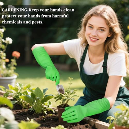 Rubber Gloves for Cleaning – 3 Pairs Reusable Gloves for Dishwashing, Kitchen and Household Tasks, 15-Inch Long (Regular Style, Large (Fits Medium Hands)) - size: Large (Fits Medium Hands), style: Regular Style