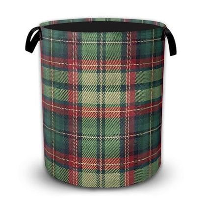 Christmas Plaid Waterproof Laundry Basket with Handles, Foldable Clothes Hamper, Large Capacity Laundry Organizer Bin for Bedroom Bathroom Dorm Room - color: Christmas Plaid
