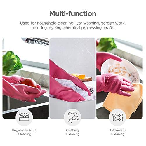 Dishwashing gloves 2 Pairs for kitchen,Rubber cleaning gloves,Long dish gloves reuseable. - color: Pink, size: Large (Pack of 2)