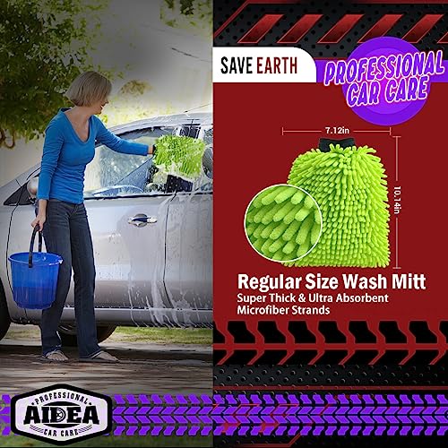 AIDEA Car Wash Mitt Microfiber, 10PK, Car Wash Brush, Green, 7.12''X10.14'' - color: Green, size: 10PK-7.12''X10.14''