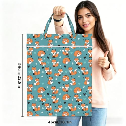 Orange Fox Travel Laundry Bag Washable Dirty Clothes Bag for Gym - color: Orange Fox