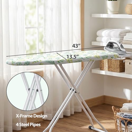 SheeChung Ironing Board 13"x43",Full Size Iron Board with Rest,Adjustable - style: 43x13-Green