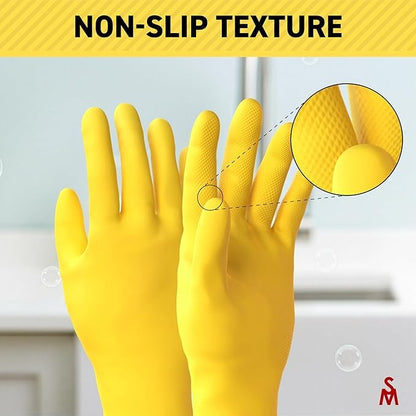 SteadMax 6 Pairs Cleaning Gloves, Reusable Natural Rubber Dish Gloves, Non-Slip Gloves for Kitchen and Household - size: Medium [Pack of 6]