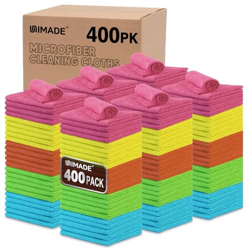 UNIMADE Microfiber Cleaning Cloth,400PK Commercial Grade Work Rags - color: Multicolor, size: 400pk