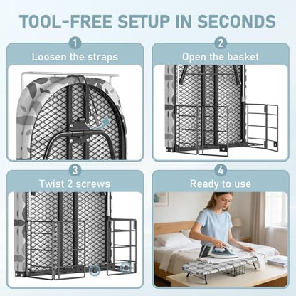 Tabletop Ironing Board with Iron Holder, Foldable Mini Small Iron Board, Iron Rest & Hanger Hook, Heat Dirt Resistant Cover, Portable for Travel Apartment Sewing Laundry - color: Gray