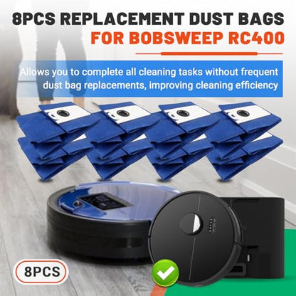 8 Pack 4.6L High-Capacity Reusable Dust Bags Compatible with RC400 Dustin and Orb-i Robot Vacuums, Replacement Dust Collector Bags