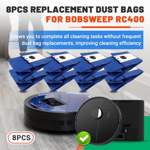 8 Pack 4.6L High-Capacity Reusable Dust Bags Compatible with RC400 Dustin and Orb-i Robot Vacuums, Replacement Dust Collector Bags