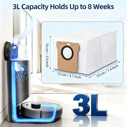 12pcs Disposable Dust Bag Replacement for Dreame L10 Ultra/L10s Ultra/L20 Ultra/L30 Robot Vacuum, Xiaomi Robot Vacuum X10/X10 Plus/X20/X20 Plus, 3L Large Capacity Replacement bags