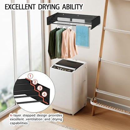 FOCHIER F Laundry Drying Rack Wall Mounted Clothes Drying Rack Black,23.6" - color: Black, size: 23.6"