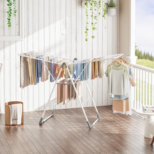 APEXCHASER Clothes Drying Rack, Large Capacity Drying Rack Clothing - color: Pearl White