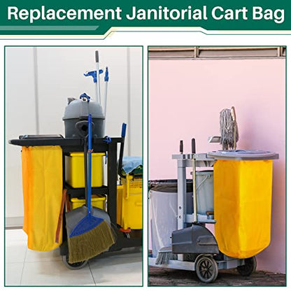 16 x 11 x 27 inch Replacement Janitorial Cleaning Cart Bag High Capacity Commercial Janitorial Cart Bag Housekeeping for Housekeeper Restaurant Motel Cafe Facility Office, 23 Gallon, Yellow(1 Pc)