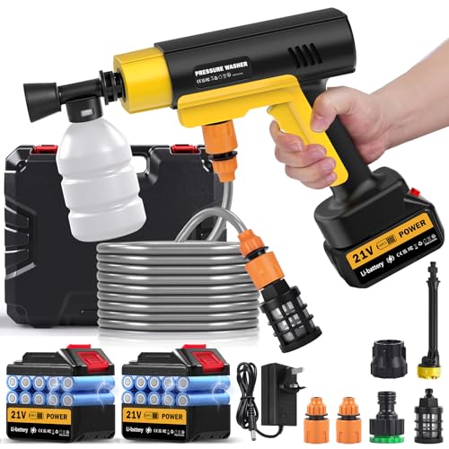 Cordless Portable Washer, Handheld Washer, Battery Operated Washer with 5M Elastic Hose for Car Home Outdoor Patio Garden, Lightweight Car Washer, Washer, Yellow - color: YELLOW