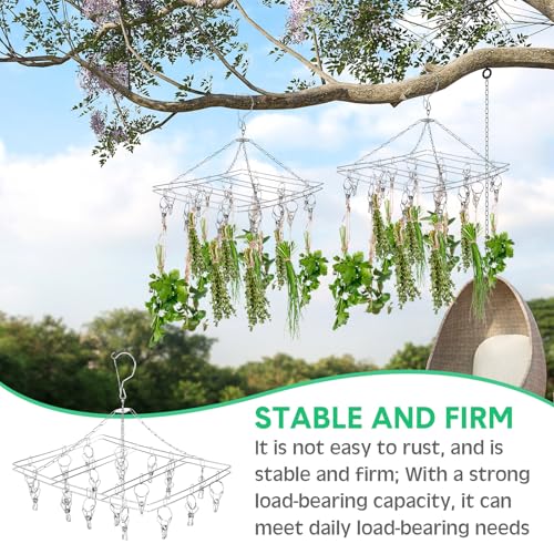 Bokon 4 Pcs Hanging Herb Drying Rack with Stainless Clips Hook, Rectangle - style: Rectangle