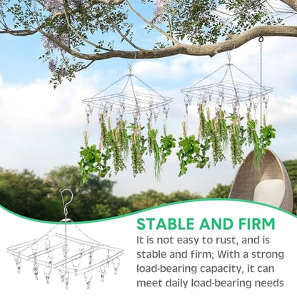 Bokon 4 Pcs Hanging Herb Drying Rack with Stainless Clips Hook, Rectangle - style: Rectangle