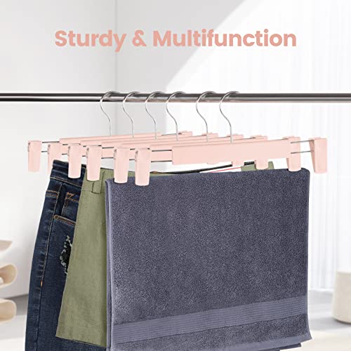 20 Pack Pants Hangers with Adjustable Non-Slip Clips Anti-Rust Hanging Hook for Trouser,Skirts,Jeans,Clothes Hangers Pink - color: Pink, size: 20 Pack