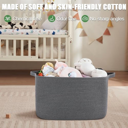65L Large Woven Blanket Basket for Living Room, 19.7"x15.7"x11.8" - color: Dark Grey, size: 19.7"x15.7"x11.8"