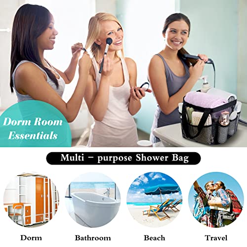Mesh Shower Caddy Portable - 9 Pockets, Shower Bag for Dorm Room Camping - color: Black
