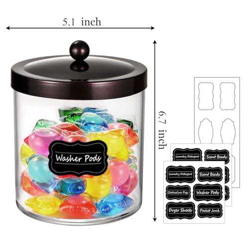 50 Oz Laundry Pods Container Clear with Stainless Steel Lid(Bronze) - color: Bronze, size: 50 Ounces