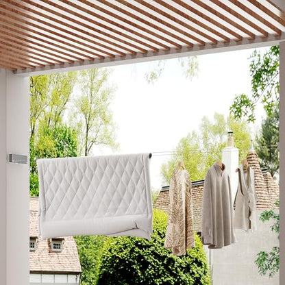 Retractable Clothesline Indoor, Non-Sagging Clothes line retracting Outdoor, Heavy Duty Wall Mounted Laundry Line Adjustable Stainless Steel for Laundryroom, Bathroom, 15.8 Feets Double Lines Grey - style: Gray