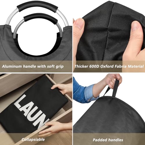 Maxsilan 160L XX-Large Laundry Basket Bag, Collapsible Tall Hamper, Black - color: Black, size: 160L
