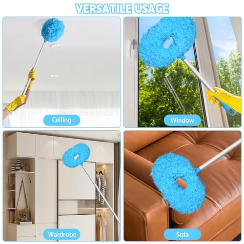 Eunice 2PCS Ceiling Fan Cleaner Duster with Extension Pole, Blue 4.2FT - color: Blue, size: 4.2FT