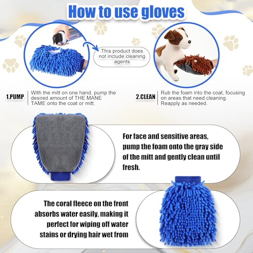 Teenyyou 2 Pcs Dog Towel Chenille Microfiber Pet Grooming Gloves,Blue - color: Blue