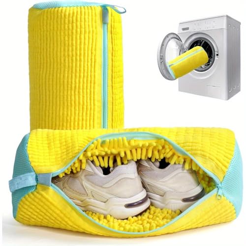 Shoe Bag for Washing Machine 2PCS - Shoes Washing Machine Bag, Washer & Dryer Shoe Dryer Bag with Microfiber Mesh, 360° Deep Clean Sneaker Wash Bag, Hidden Zipper, Fits Size 13, Laundry Bag for Shoes