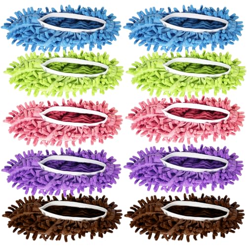 Mop Slippers 5 Pairs (10 Pieces) Reusable Microfiber Mop Shoes