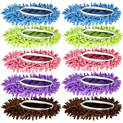 Mop Slippers 5 Pairs (10 Pieces) Reusable Microfiber Mop Shoes