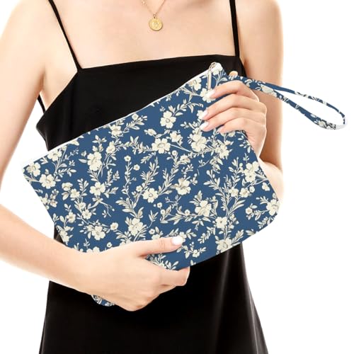 Fokongna Floral Print Wet Bag, Small Portable Waterproof Multi-Functional Organizer for Women, Blue Tiny White Floral, Ideal for Daily, Beach & Travel - color: Blue Tiny White Floral