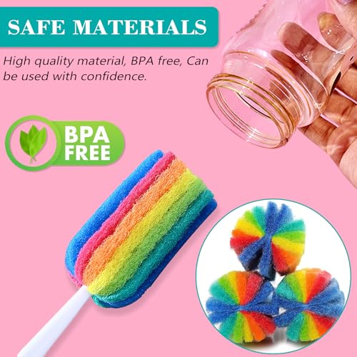 Bottle Brush Cleaner 4PCS Sponge Cleaning Brushes Long Handle Scouring Pad Scrub Brushes for Kitchen Clean Baby Bottle Glasses Mugs Cups (4 PCS) - color: 4