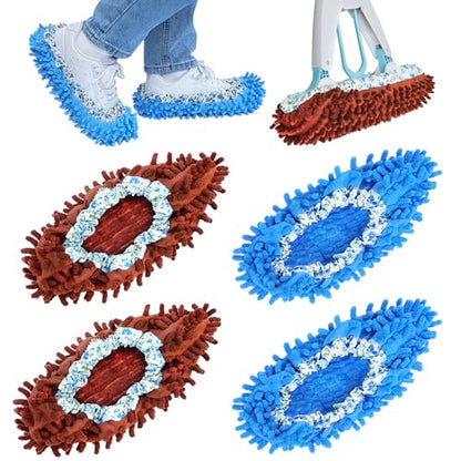 Mop Slippers Shoes Cover Duster - Microfiber Mopping Slippers for Floor Cleaning,Floor Cleaning Tools, Washable Reusable Mop Shoes Microfiber Foot Socks (2 Pairs)