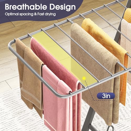 APEXCHASER Clothes Drying Rack, 67.7" L Height Adjustable, Foldable, Grey - color: Gray