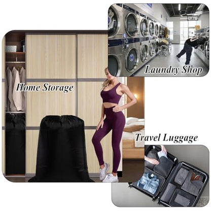 Extra Large Laundry Bag 55"x43.3" + Silicone Tote Handle, Heavy Duty Oxford Fabric Dirty Clothes Travel Drawstring Bags Storage Sack, Easy fit Laundry Hamper or Basket (Machine Washable, Black) - color: 1 Black