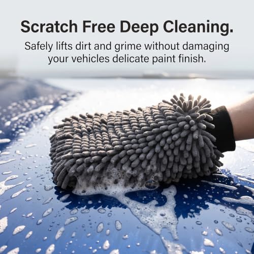 Brown Microfiber Car Wash Mitt Thickened Chenille Cleaning Glove 1 Pc - color: Brown
