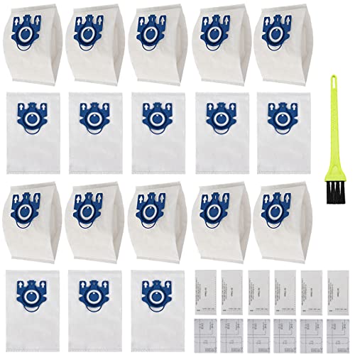 18 Packs 3D Airclean GN Vacuum Bags Replacement for Miele Classic C1, Complete C1, Complete C2,Complete C3 S227 S240 S270 S400 S2 S5 S8 Series with 6 Motor Protection Filters, 6 AirClean Filters - size: 18 pack