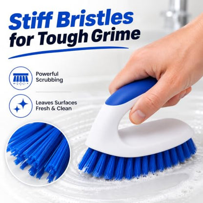 2 Pack Scrub Brushes, Cleaning Brush with Stiff Bristles, Handheld Scrubber for Bathroom, Shower, Tile, Carpet, Bathtub & Floor