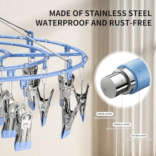 sock hanger for drying bra rack underwear panty hanging dryer baby herb wet - color: Blue (24 Clips)