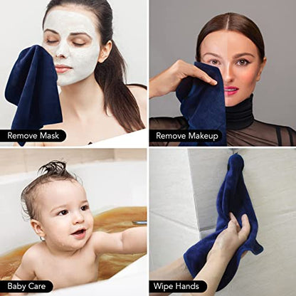 SINLAND Microfiber Facial Cloths Fast Drying Washcloth 12inch x 12inch (6pack, Navy Blue) - color: Navy Blue, size: 1 Count (Pack of 6)