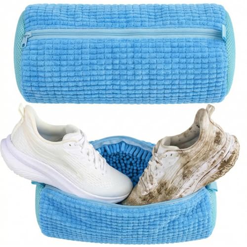 Shoe Washing Bag for Washing Machine, Reusable Laundry Bag for Sneakers, Socks, Gym Shoes Fast Wash, Travel, Dorm Room Essentials (Blue) - color: Blue
