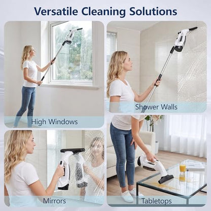 Window Vacuum Squeegee with Extendable Pole 31-40", Electric Cleaner Tool