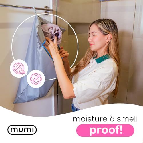 MUMI Smell-Proof Travel Laundry Bag with Folding Hanger, Black - color: Black