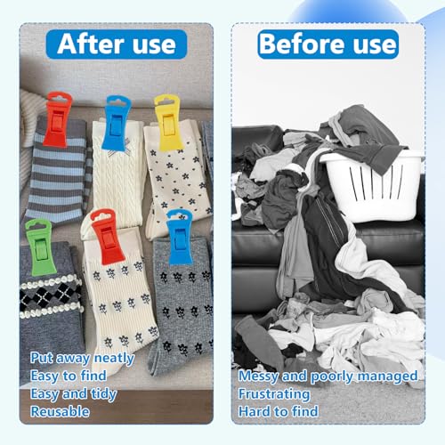 24Pcs Washing Machine & Dryer Sock Clips, Non-Slip Clips with Hooks, Laundry Holders & Organizers for Storage