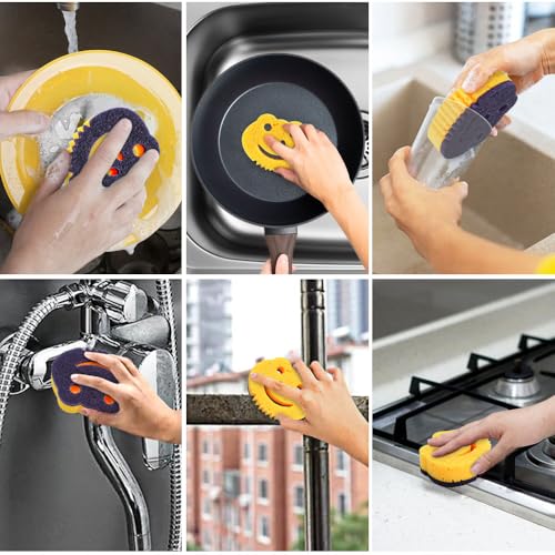 12 Pack Frog Dual-Sided Multi-Functional Premium Cleaning Sponges,Scrub Sponges,Dishwashing Sponge for Heavy Duty Scouring Pads,Kitchen,Furniture,Dish,Bathroom
