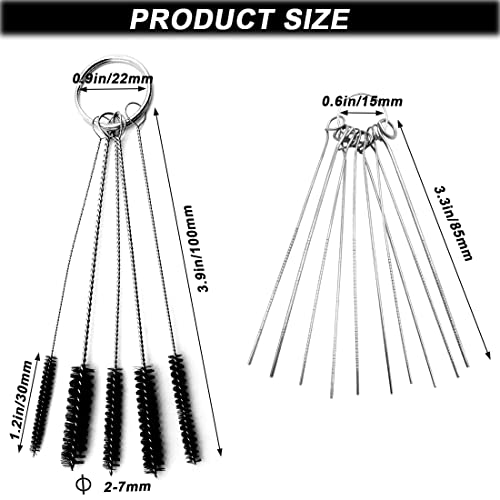 21 Pcs Nylon Mini Cleaning Brush Set Metal Straws Air Brush for Home Household Use Humming Bird Feeders Coffee Machine Tubing Pipe Cleaner Nozzle