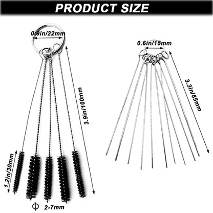 21 Pcs Nylon Mini Cleaning Brush Set Metal Straws Air Brush for Home Household Use Humming Bird Feeders Coffee Machine Tubing Pipe Cleaner Nozzle