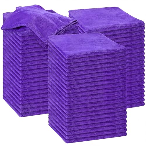 Nuenen Car Microfiber Clean Cloths, Purple, 12 x 12 Inch, 60 Pcs - color: Purple, size: 12 x 12 inches