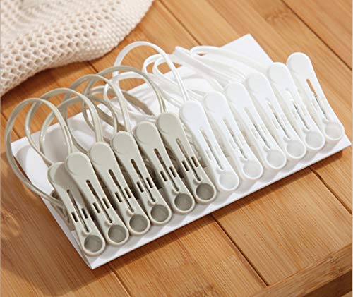 Clothes Pins 24pcs,Cute Sturdy Small Mini Clothes Pins with Plastic Rope - color: White,pink,gray-24pack